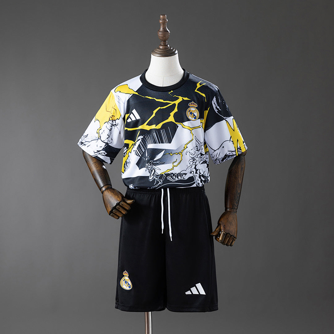Kit Infantil Real Madrid Pré-jogo Preta Branca 25/26