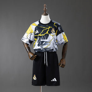 Kit Infantil Real Madrid Pré-jogo Preta Branca 25/26