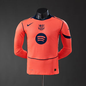 Camisa Barcelona Away Manga Longa Versão Jogador 25/26