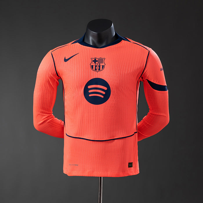 Camisa Barcelona Away Manga Longa Versão Jogador 25/26