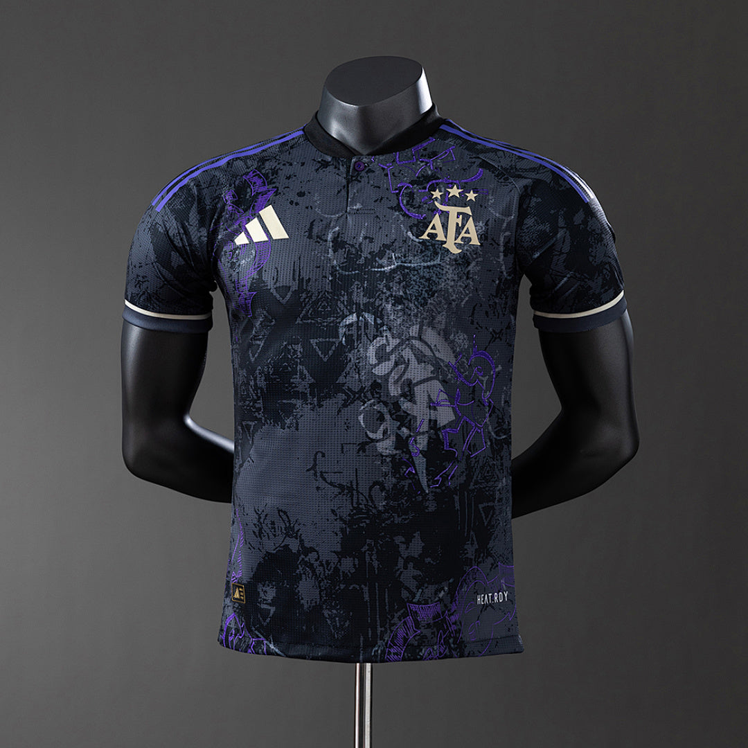 Camisa Argentina Preta Roxa Versão Jogador 25/26