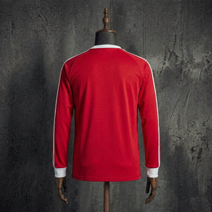 Camisa Manchester United Retrô Vermelha Branca Manga Longa