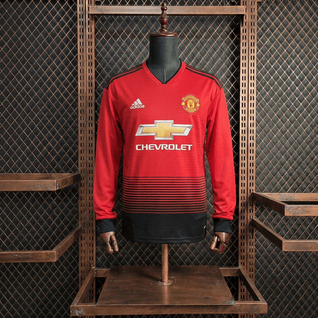 Camisa Manchester United Retrô Manga Longa 18/19