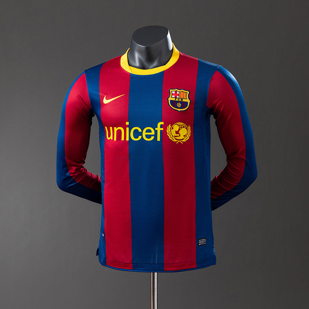 Camisa Barcelona Retrô Manga Longa Versão Jogador 10/11
