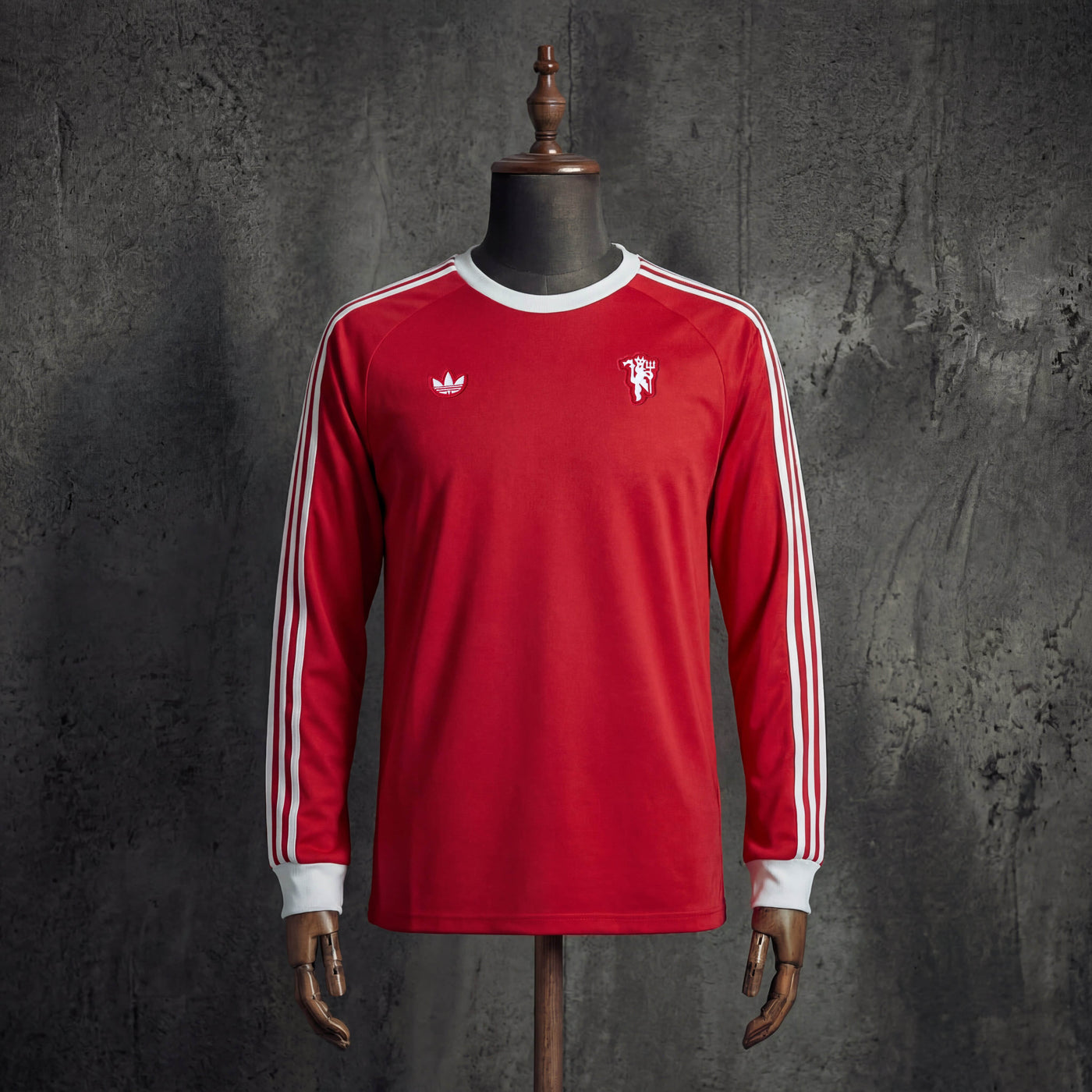 Camisa Manchester United Retrô Vermelha Branca Manga Longa