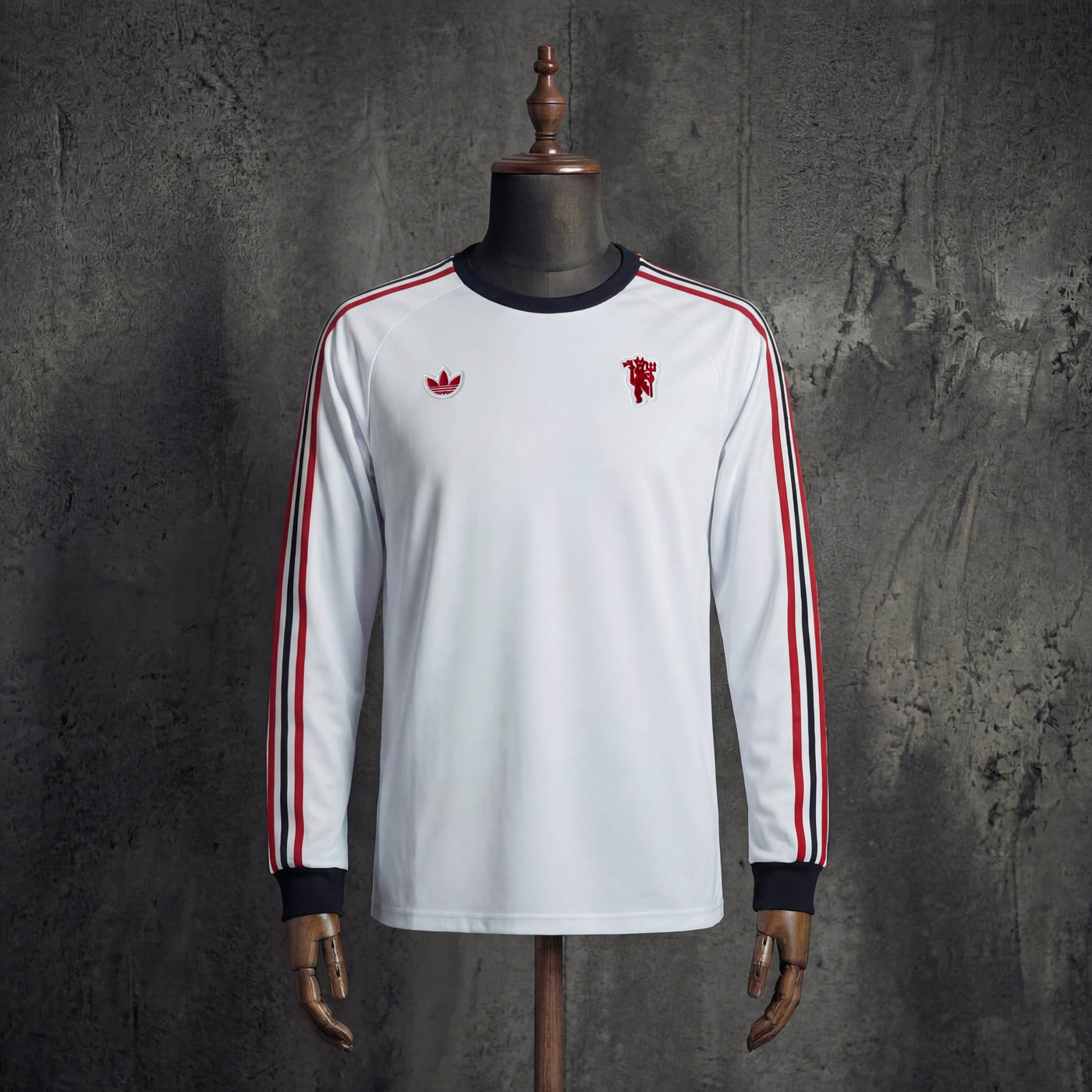 Camisa Manchester United Retrô Branca Manga Longa