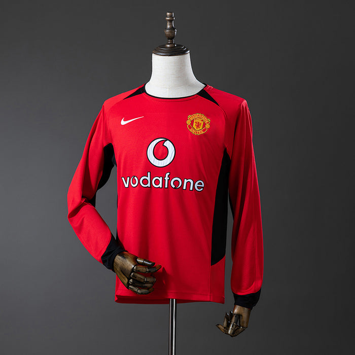 Camisa Manchester United Retrô Manga Longa 02/04