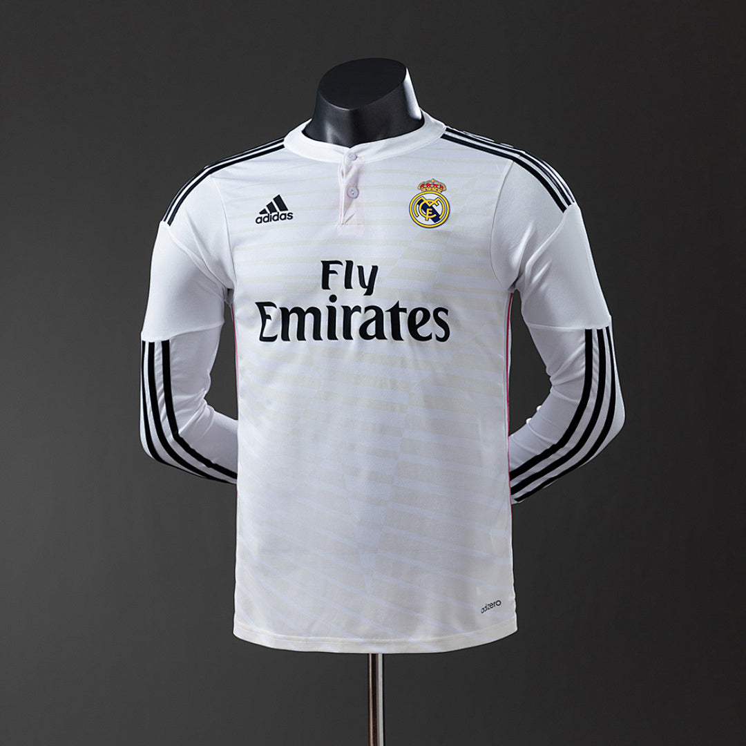 Camisa Real Madrid Retrô Manga Longa Versão Jogador 14/15