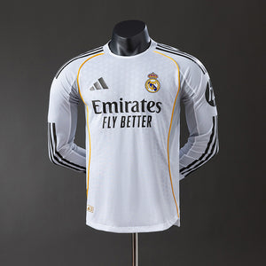 Camisa Real Madrid Home Manga Longa Versão Jogador 25/26