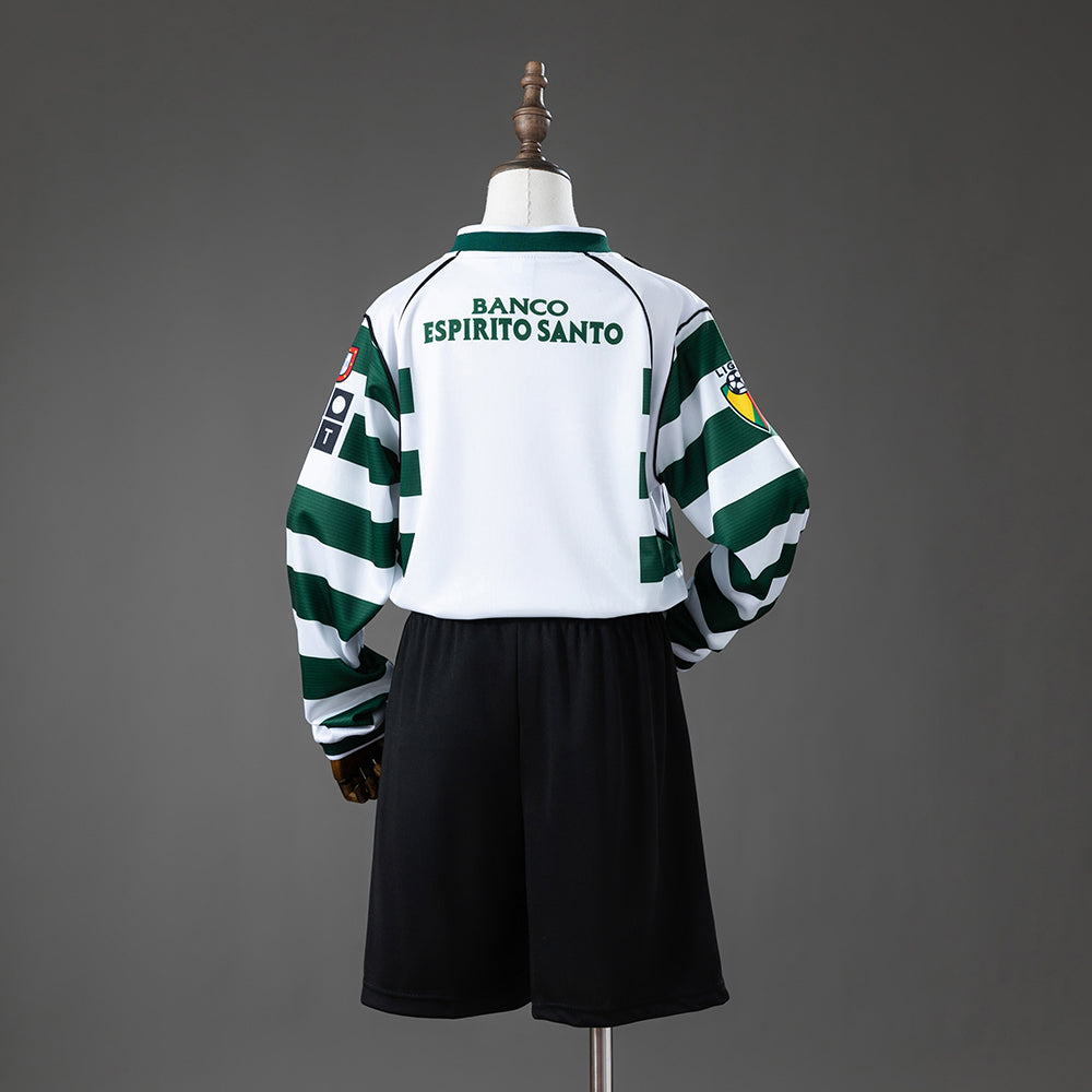 Camisa Sporting Cp Home Retrô Manga Longa Kit Infantil 16 2810 01/02