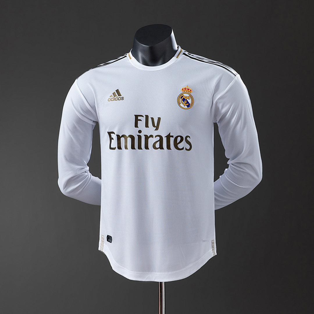 Camisa Real Madrid Retrô Manga Longa Versão Jogador 19/20