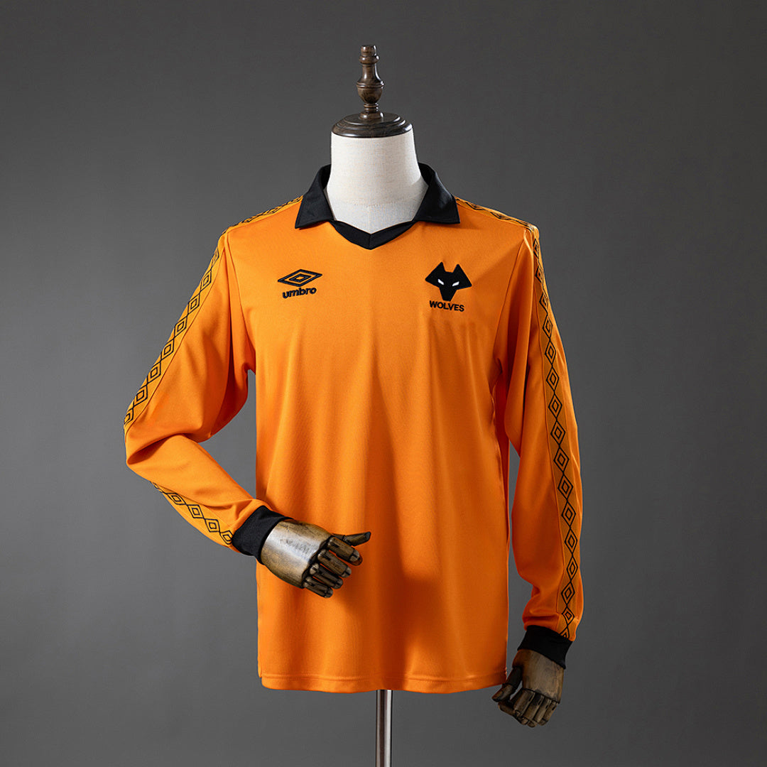 Camisa Wolverhampton Wanderers Retrô Manga Longa 80/81