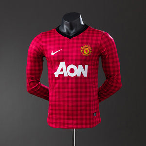 Camisa Manchester United Retrô Manga Longa Versão Jogador 12/13