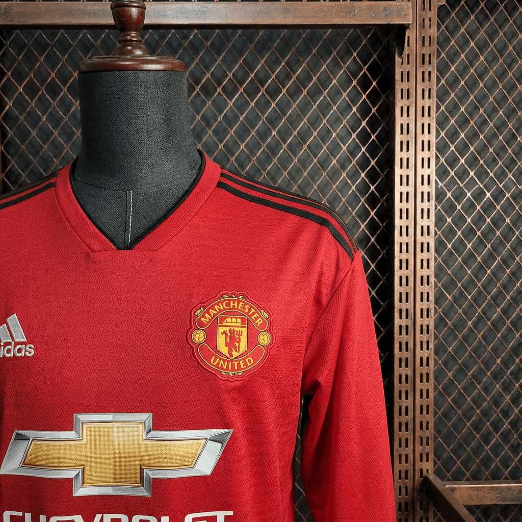 Camisa Manchester United Retrô Manga Longa 18/19