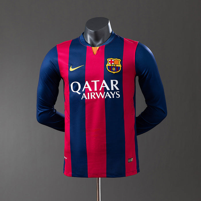 Camisa Barcelona Retrô Manga Longa Versão Jogador 14/15