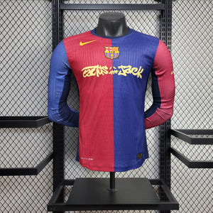 Camisa Barcelona Home Manga Longa Jogador 24/25