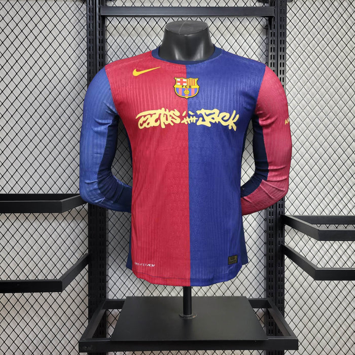Camisa Barcelona Home Manga Longa Jogador 24/25