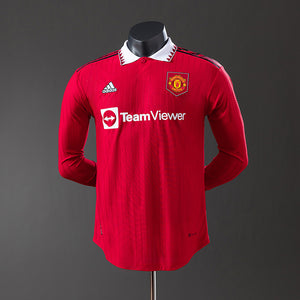 Camisa Manchester United Retrô Manga Longa Versão Jogador 22/23