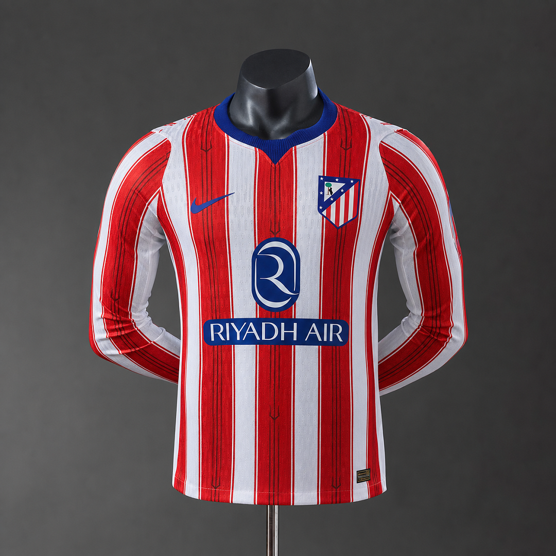 Camisa Atlético Madrid Home Manga Longa Versão Jogador 26/27