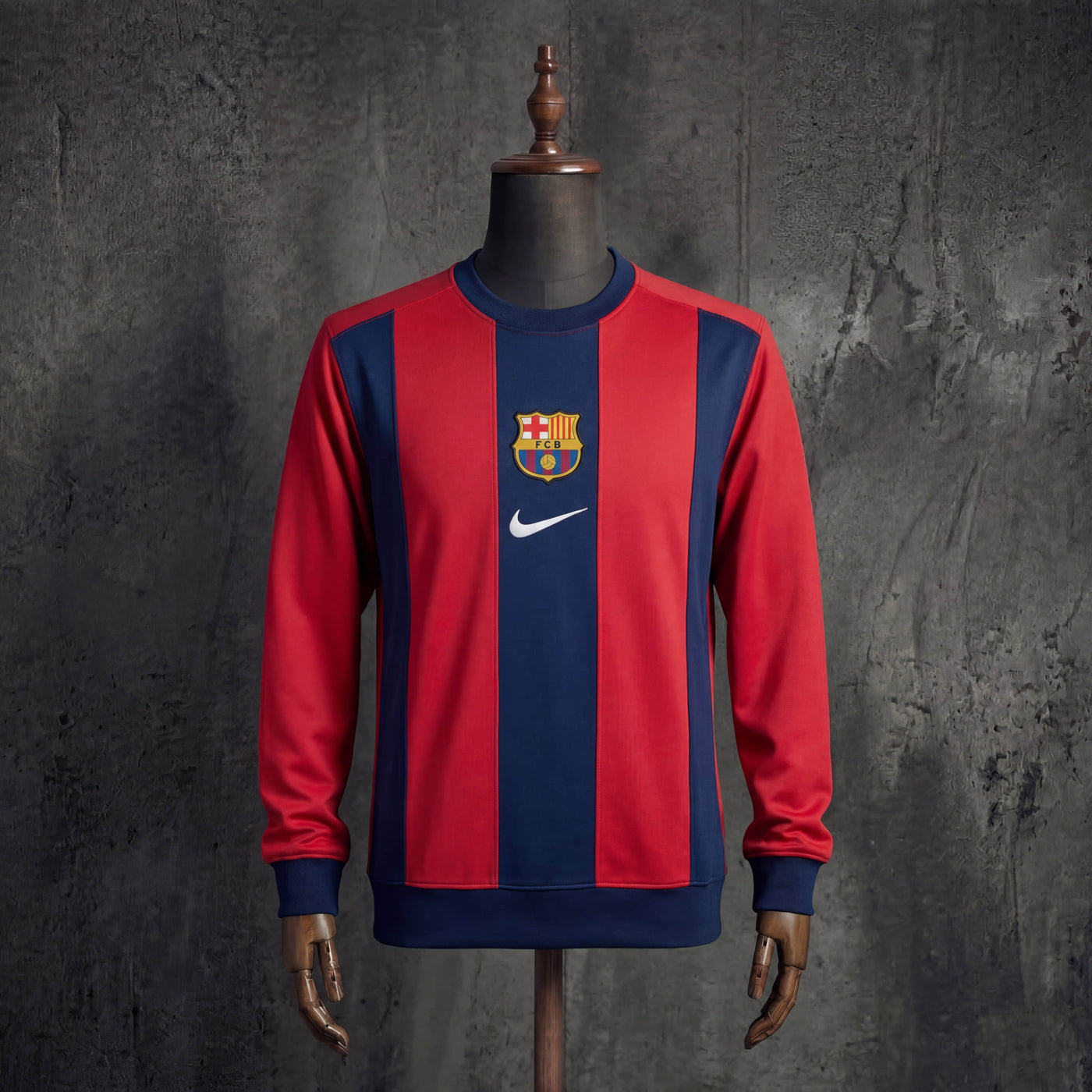 Camisa Barcelona Vermelha Azul Manga Longa