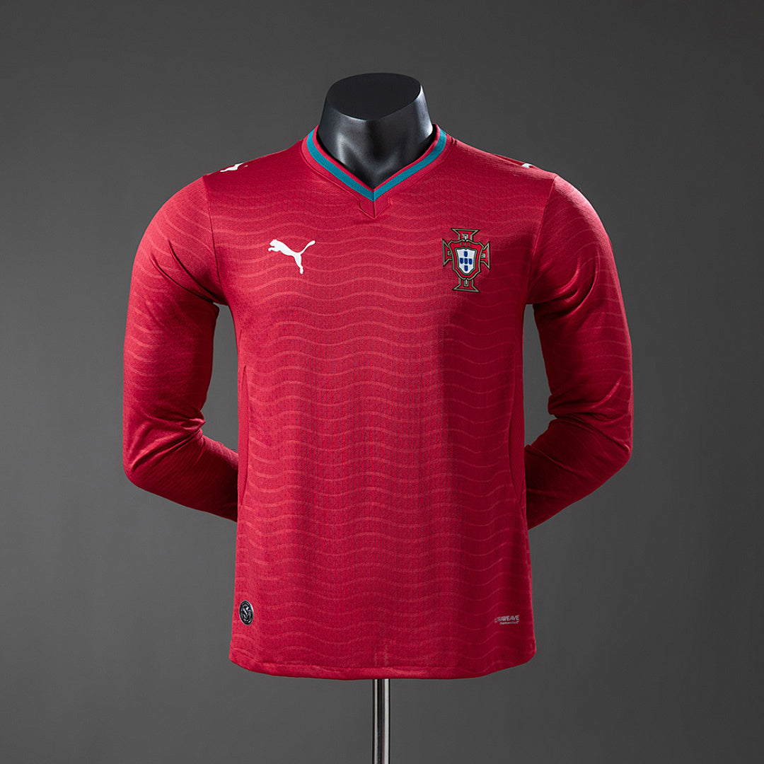 Camisa Portugal Home Manga Longa Versão Jogador 2026