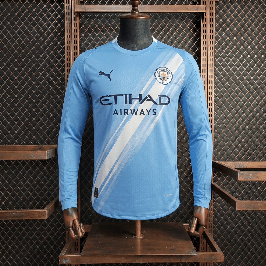 Camisa Manchester City Home Manga Longa Jogador 25/26