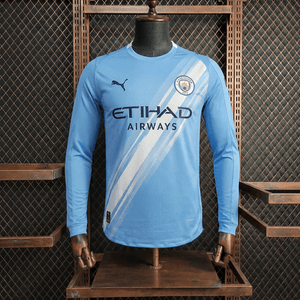 Camisa Manchester City Home Manga Longa Jogador 25/26