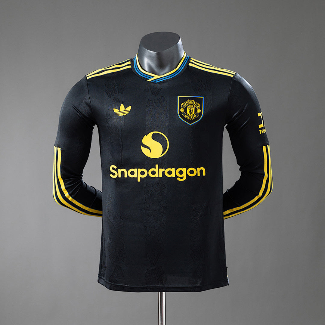 Camisa Manchester United Away Manga Longa Versão Jogador 25/26