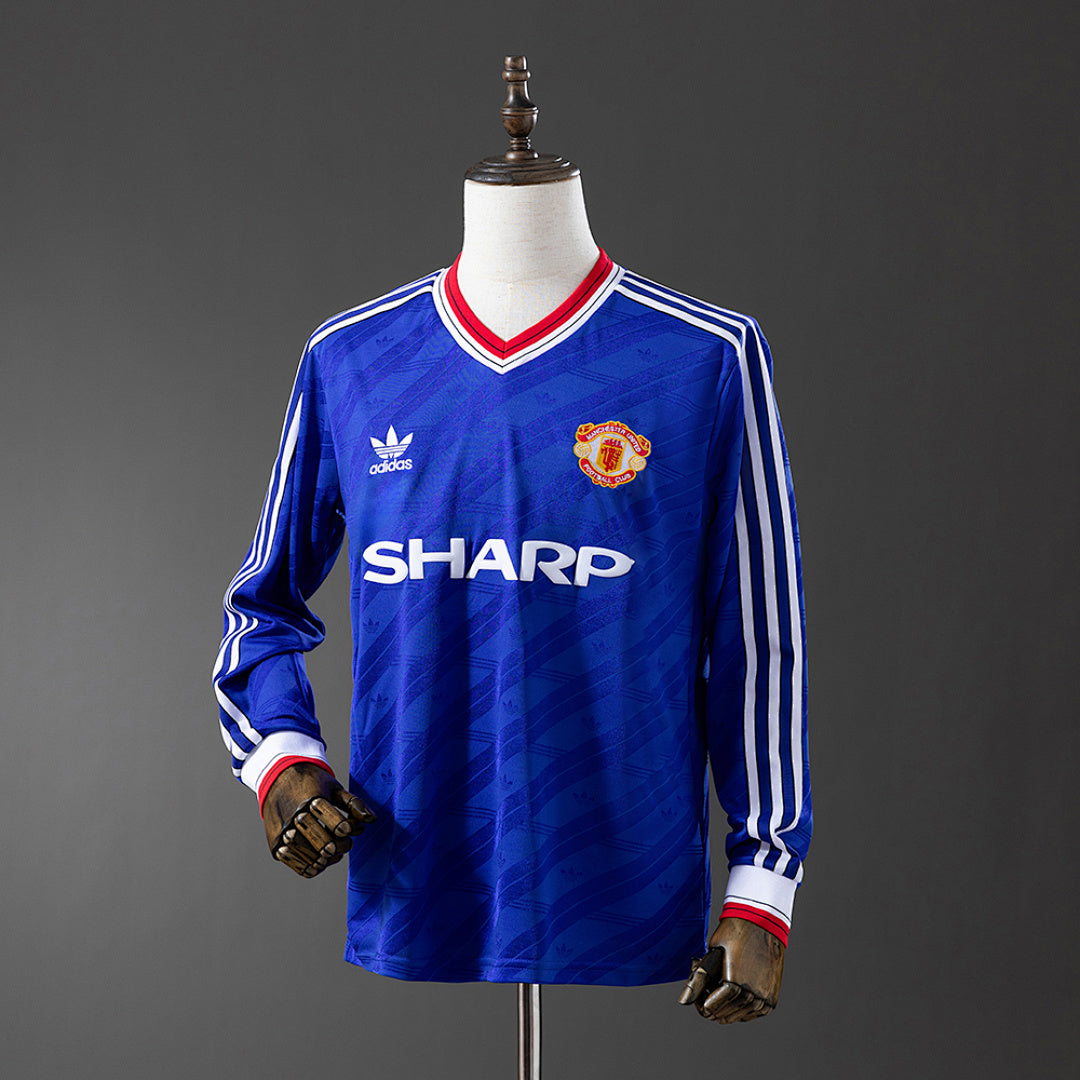 Camisa Manchester United Retrô Manga Longa 1986