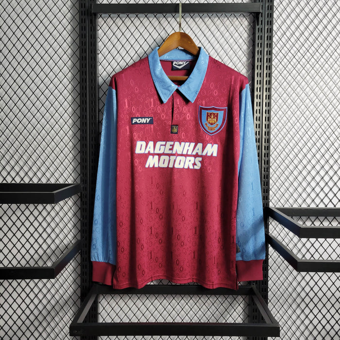 Camisa West Ham United Retrô Manga Longa 1995