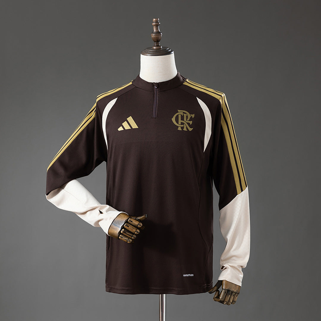 Camisa Flamengo Treino Marrom Manga Longa 26/27