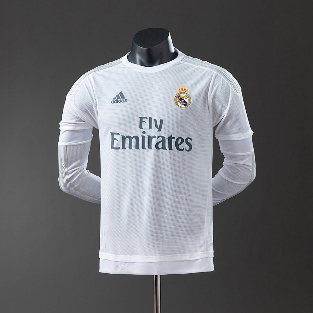 Camisa Real Madrid Retrô Manga Longa Versão Jogador 15/16