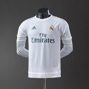 Camisa Real Madrid Retrô Manga Longa Versão Jogador 15/16