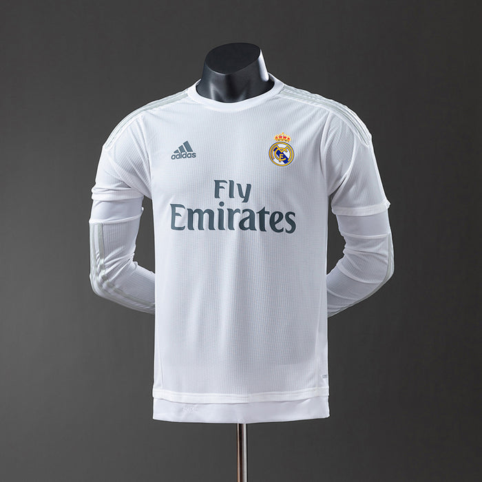 Camisa Real Madrid Retrô Manga Longa Versão Jogador 15/16
