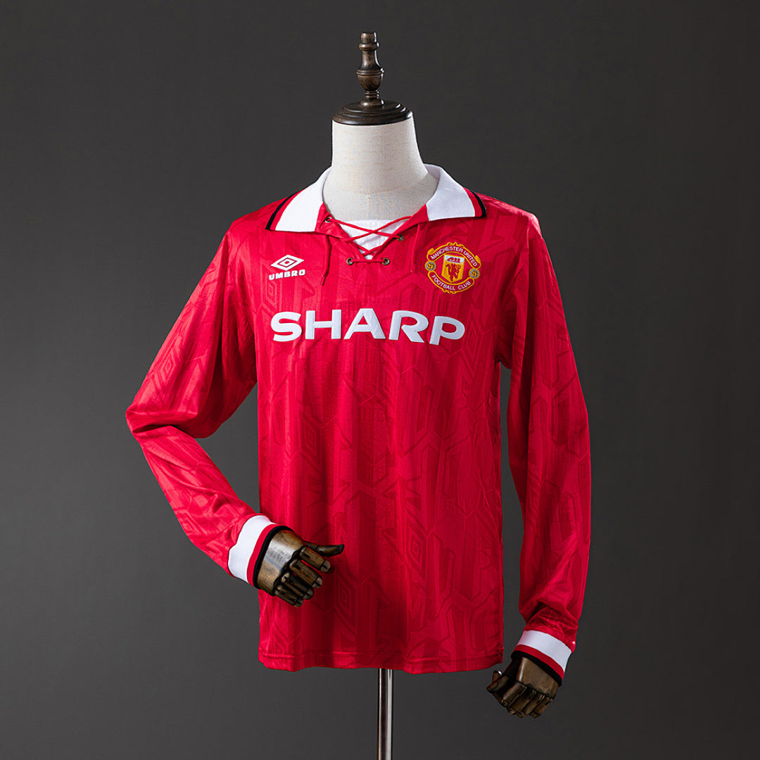 Camisa Manchester United Retrô Manga Longa 92/94
