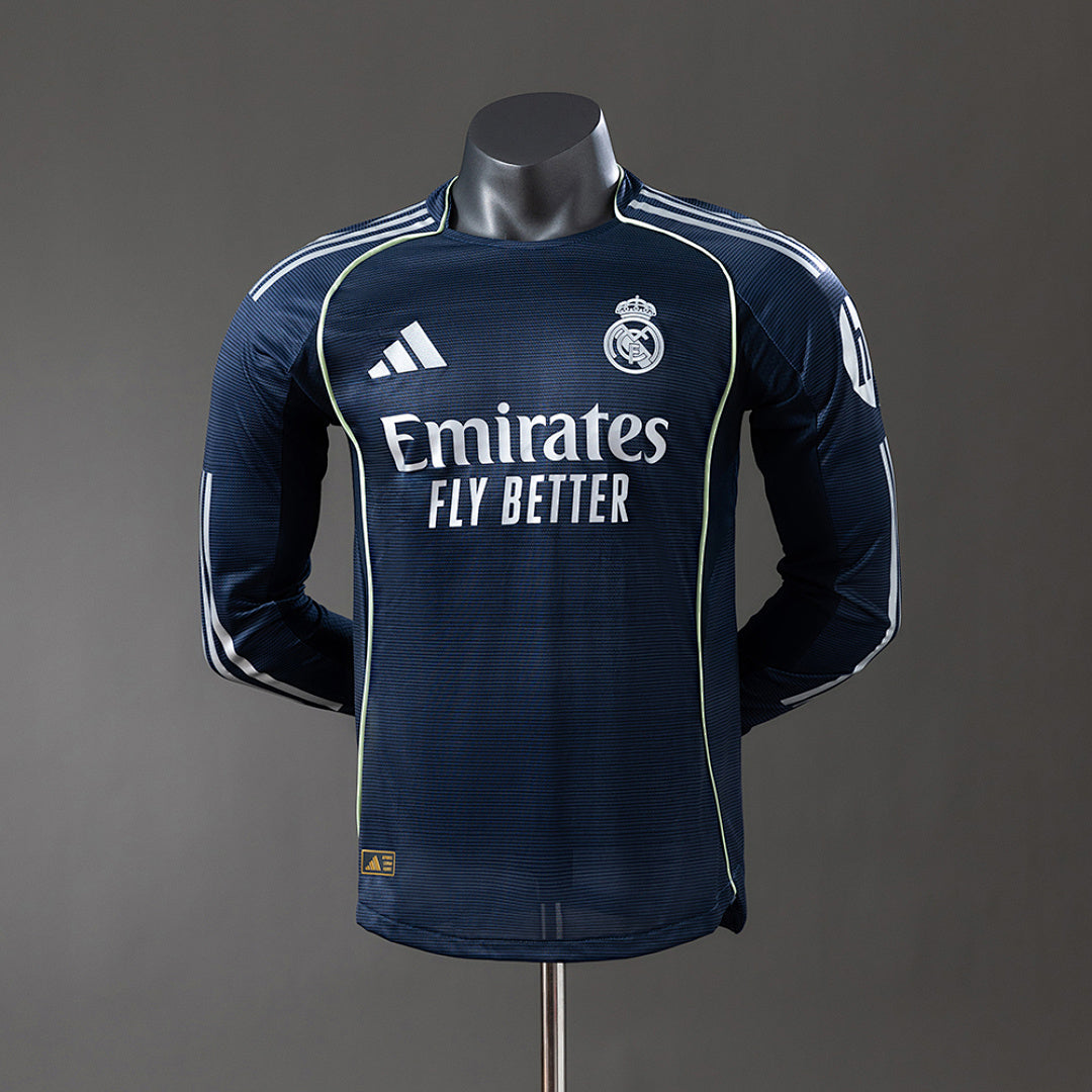 Camisa Real Madrid Away Manga Longa Versão Jogador 25/26