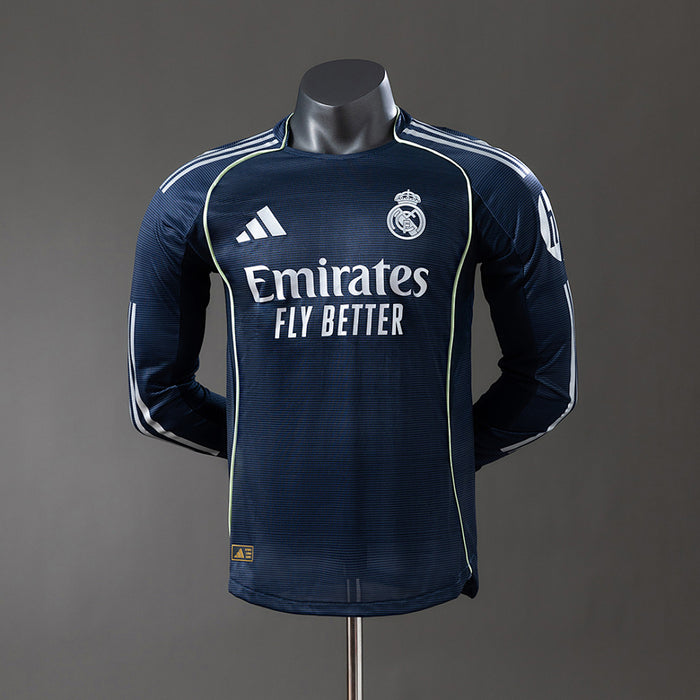 Camisa Real Madrid Away Manga Longa Versão Jogador 25/26
