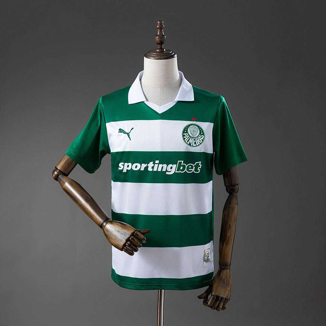 Camisa Palmeiras Listrada Branca Verde 25/26