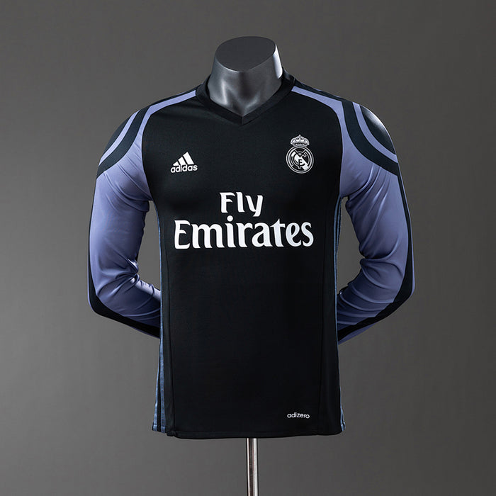 Camisa Real Madrid Retrô Manga Longa Versão Jogador 16/17