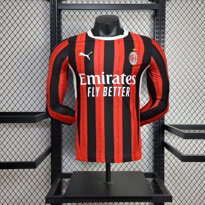 Camisa AC Milan Home Manga Longa Jogador 24/25