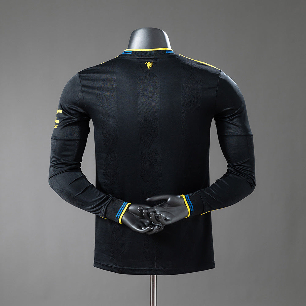 Camisa Manchester United Away Manga Longa Versão Jogador 25/26