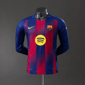 Camisa Barcelona Home Manga Longa Versão Jogador 25/26