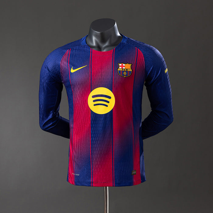 Camisa Barcelona Home Manga Longa Versão Jogador 25/26